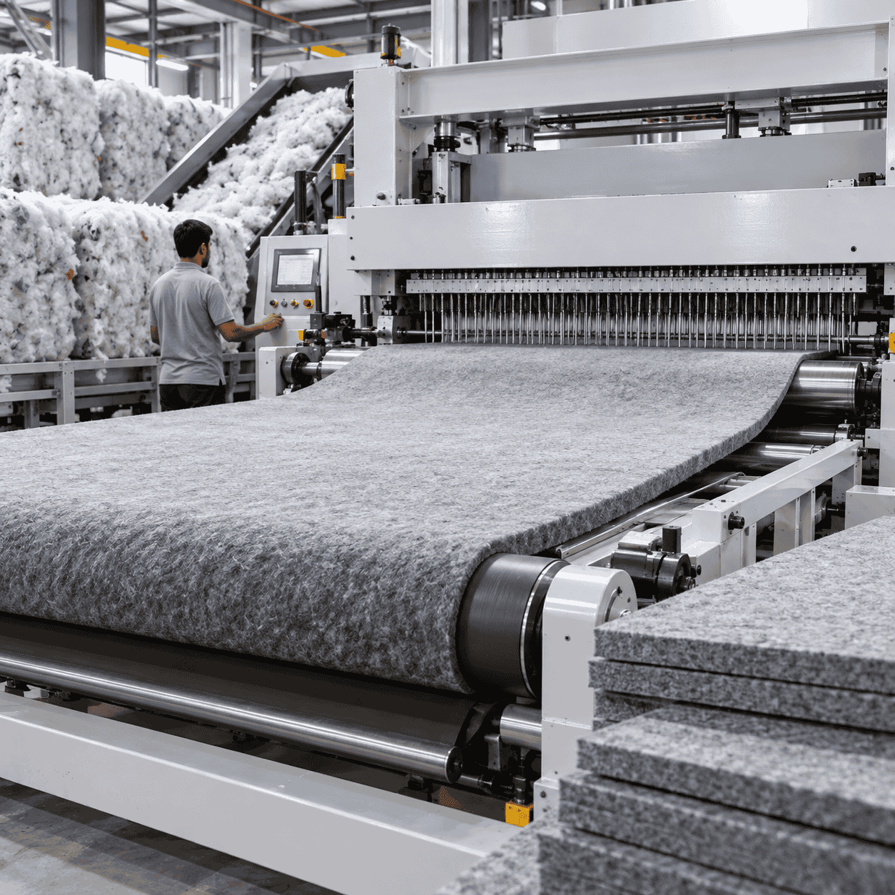 Needle punching and thermoforming