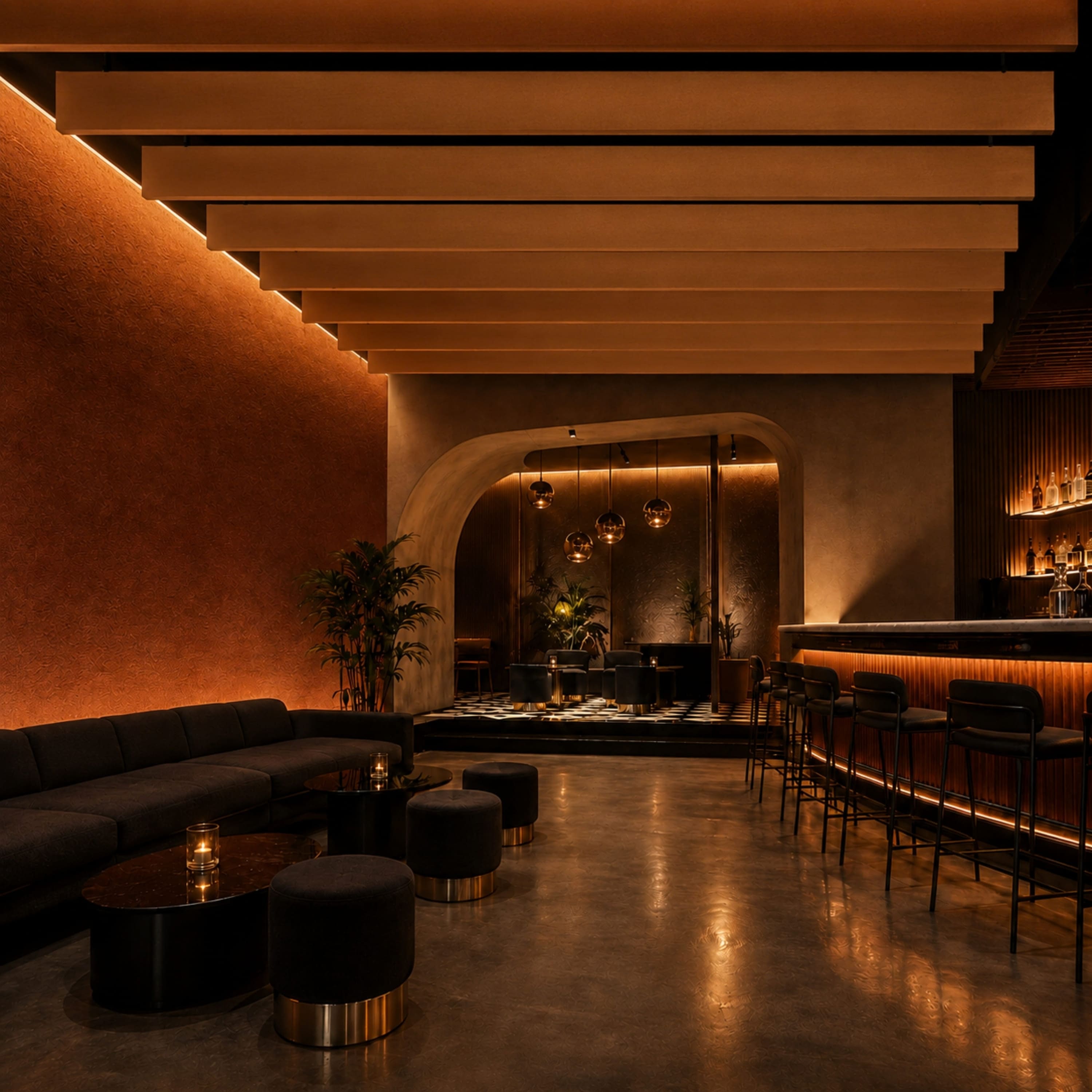 Hospitality venues: acoustic ceiling baffles in Nepal