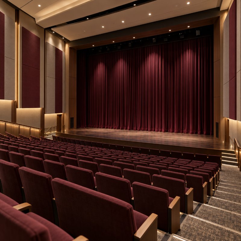 Curtains for auditoriums: acoustic fabric panels in Mysore