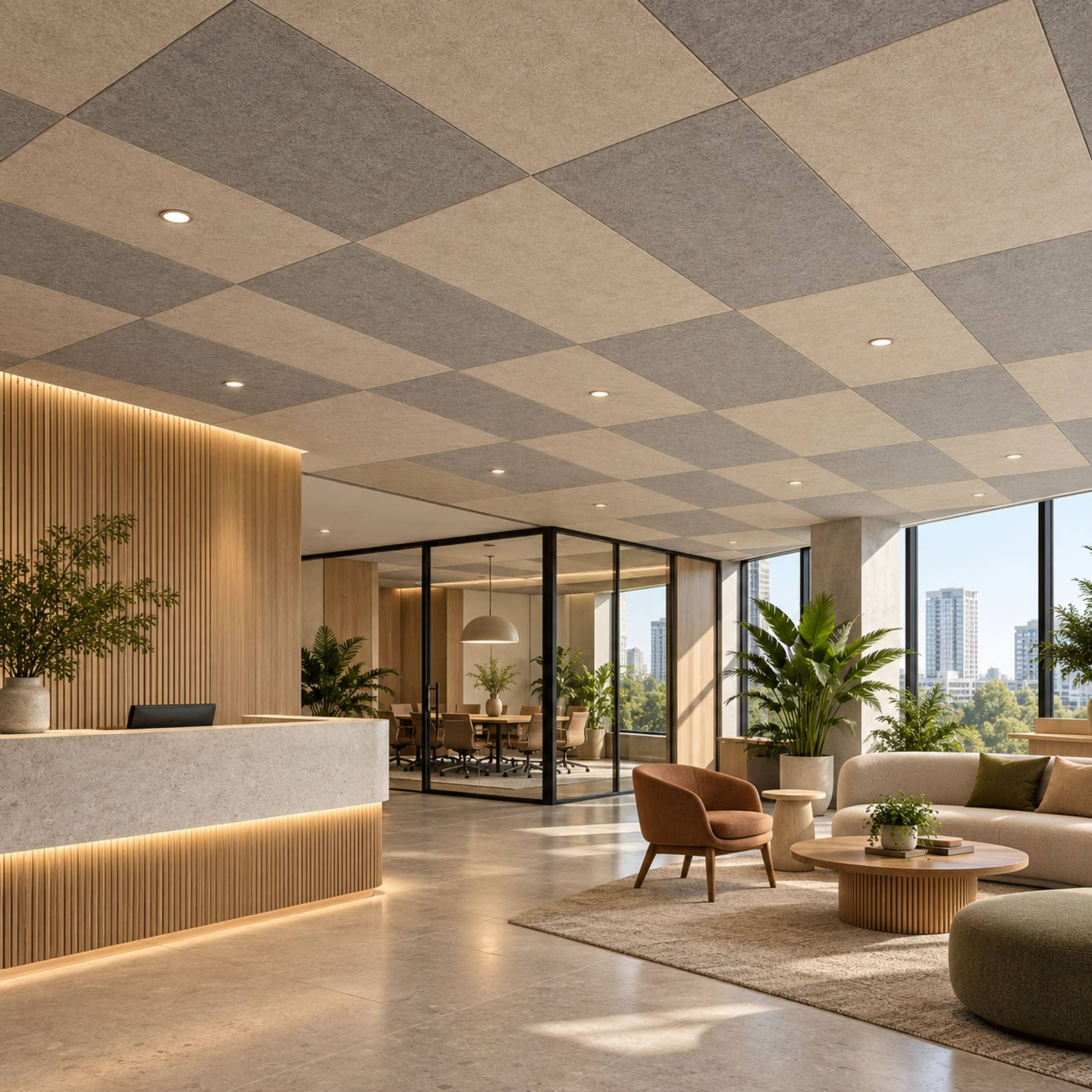 Commercial spaces: felt acoustic ceiling tiles in Cairo