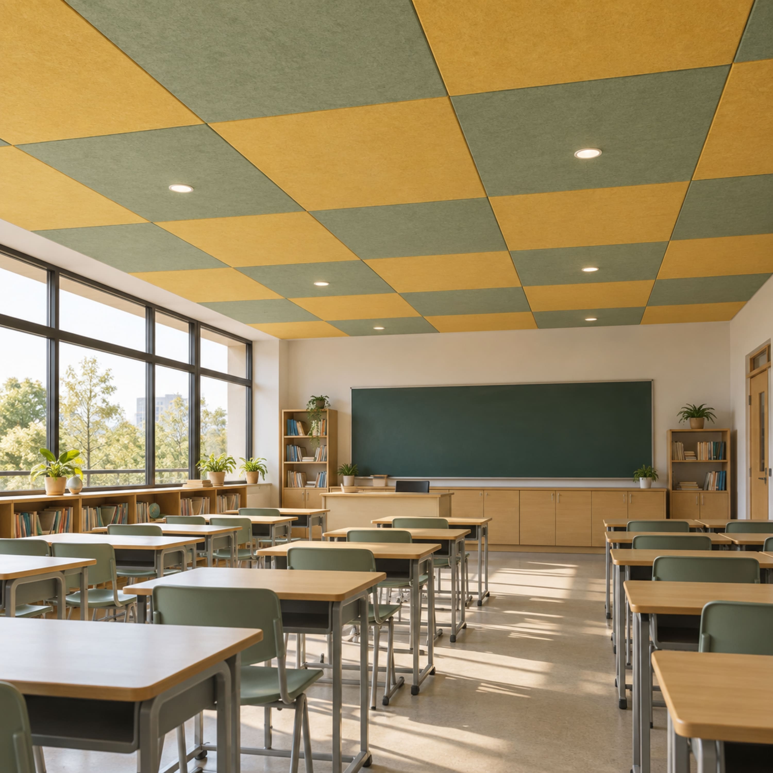 Educational facilities: felt acoustic ceiling tiles in Cairo
