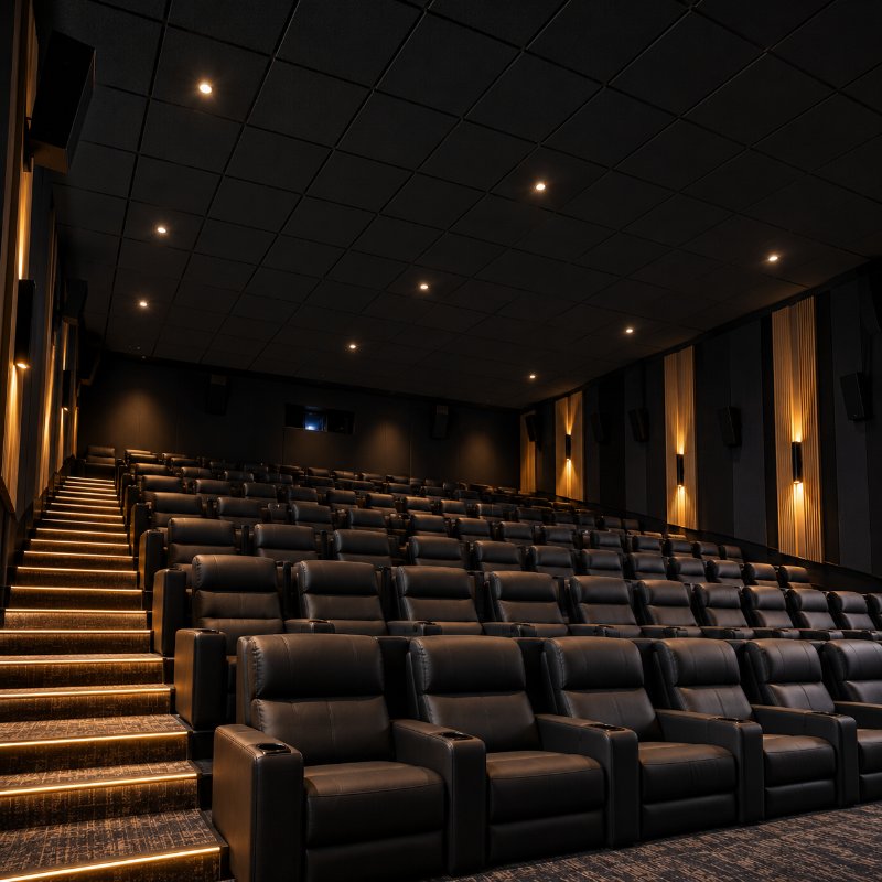 Cinemas and theatres: fibreglass acoustic ceiling tiles in Austin
