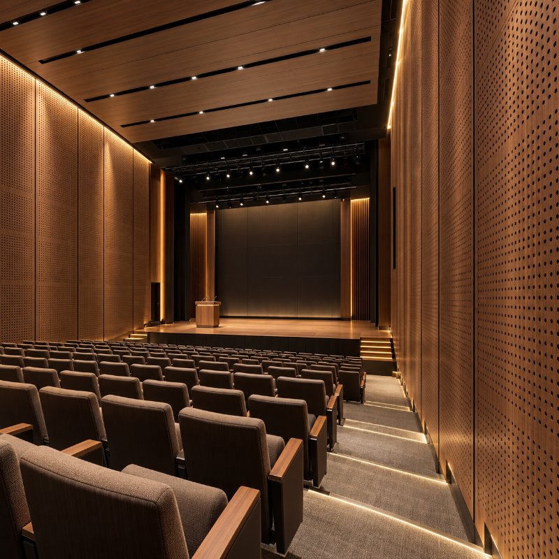 Auditoriums and theatres: perforated wooden acoustic panels in Bareilly