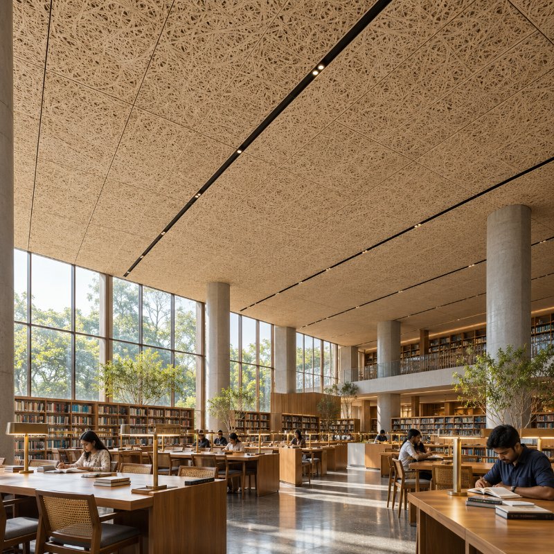 Public spaces: wood wool acoustic panels in Imphal