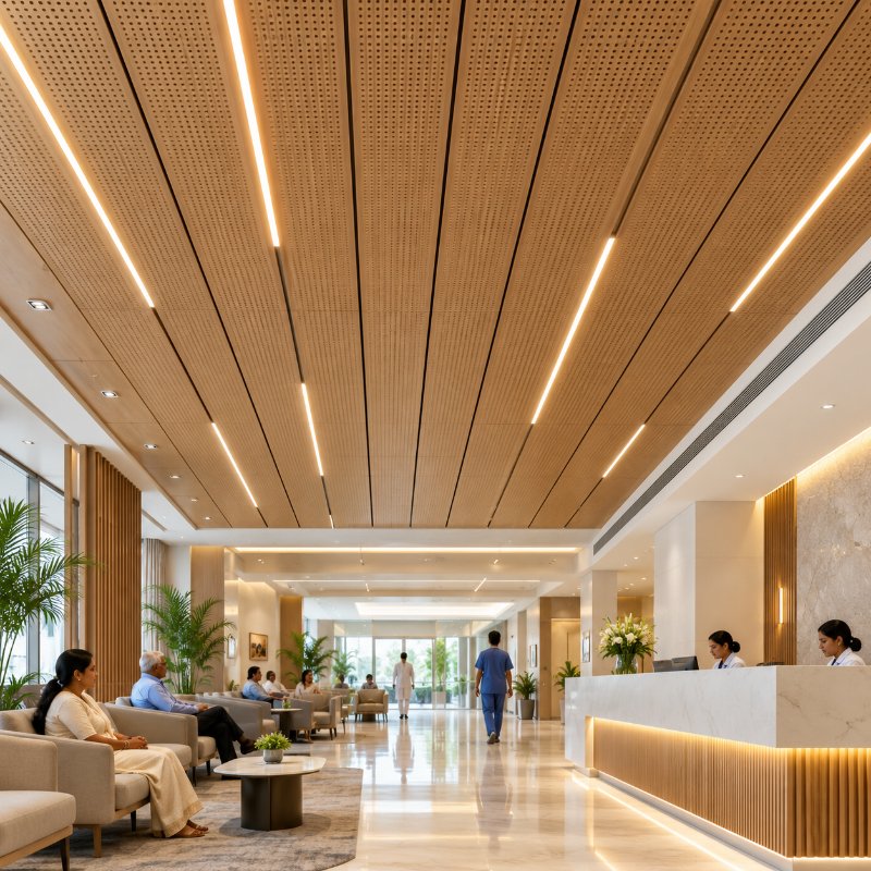 Healthcare: wooden acoustic ceiling tiles in Bareilly