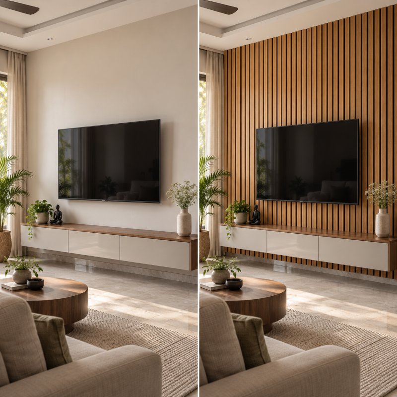 Home theatres: acoustic wooden slats in Nepal