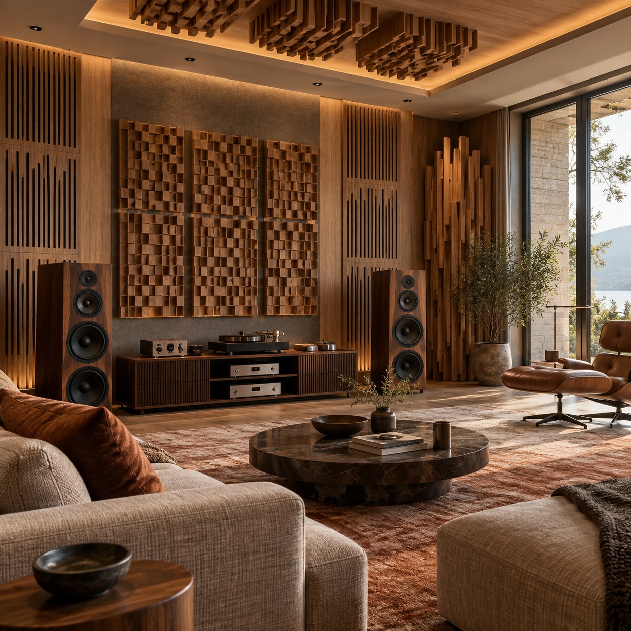 Living rooms and residences: wooden sound diffusers in Nepal